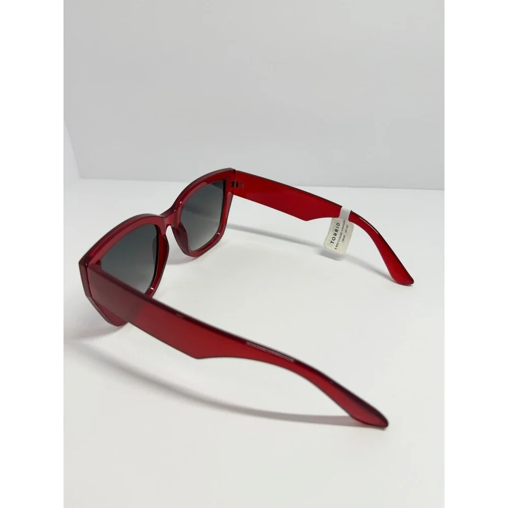 Torrid Red Classic Oversized Retro Chic Square Sunglasses Translucent Frame
